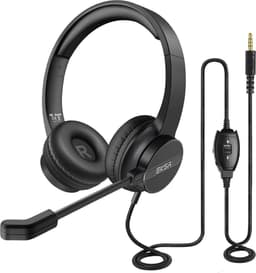 Office Headset - Koptelefoon - Hoofdtelefoon met Microfoon - 3.5mm jack - Licht en Comfortabel — thumbnail 1
