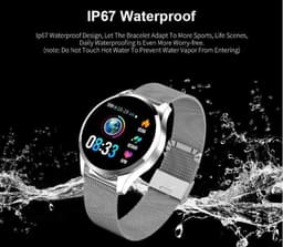 Belesy® Q9 model 2021 - Smartwatch Dames - Smartwatch Heren - Horloge - 1.3 inch – Stappenteller – Calorieën - Hartslag – Bloeddruk - 10x Sporten – Milanees staal - Zilver - Moederdag — thumbnail 5
