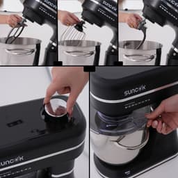 SUNCOK Keukenmixer, Keukenmachine, Slim aanraakpaneel, met 2 roestvrijstalen mengkommen: 4,5 l en 5,5 l. Krachtige motor van 1500 W, geluidsniveau 59 dB. Blender, geschikt voor bakken en deeg kneden. — thumbnail 4