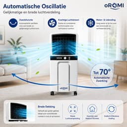oROMI Airco 6L – Mobiele Verdampingskoeler met 3 Snelheden – Ventilator met Water- en IJskoeling – Automatische Oscillatie – 65W — thumbnail 5