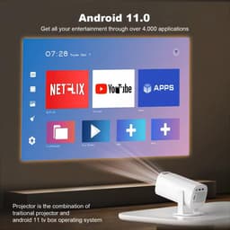 SnelShoppen - Mini Projector Beamer met WiFi 6, Bluetooth 5.4, Ondersteunt 4K 1080P, Auto Keystone, 180° Rotatie, Compatibel met HDMI/TV Stick/Laptop — thumbnail 3
