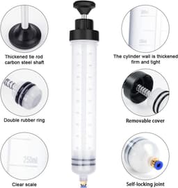 500 ml olieafzuigpomp met vulniveau-indicator en 60cm verlengslang, handmatige afzuigpomp voor olie, benzine en brandstof, vulpomp voor auto, motorfiets, grasmaaier en transmissieolie — thumbnail 5