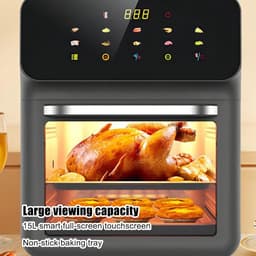 Heteluchtfriteuse Broodrooster - Combi oven - Gezond Koken - Dubbele Zone Temperatuur - 15 liter - Zwart — thumbnail 3
