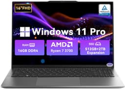 Blackview AceBook 8 Pro - Laptop - 16 inch Full HD - 16GB DDR4 RAM - 512GB SSD - AMD Ryzen 3700U - Windows 11 Notebook - Radeon RX Vega 10 Graphics - Grijs — thumbnail 1