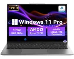 Blackview AceBook 8 Pro - Laptop - 16 inch Full HD - 16GB DDR4 RAM - 512GB SSD - AMD Ryzen 3700U - Windows 11 Notebook - Radeon RX Vega 10 Graphics - Grijs