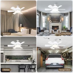 Ventilator - Inschroefbare Plafondventilator met Licht en Afstandsbediening - 52 cm - 3 Snelheden en 3 Kleurtemperaturen (3000-6500K) - Voor E27 Fitting - Geschikt voor Slaapkamer, Keuken, Woonkamer - Wit — thumbnail 4