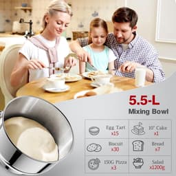 Keukenmachine - Keukenrobot Mixer - Bakken En Koken - Lcd Display Timer - 5.5 Liter - Rood — thumbnail 5