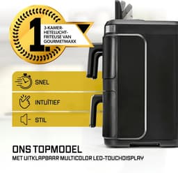 Verticale Heteluchtfriteuse - Airfryer XXL - Grote Maaltijden Bereiden - 3 Gaarzones - 17 Liter - Zwart — thumbnail 4