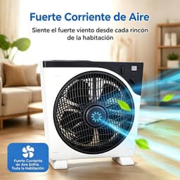 House Of Atelier - Boxventilator - Vloerventilator - Krachtige Luchtstroom - 3 Uur Timer - 3 Snelheden - 41x 37.5 cm - Wit/Grijs — thumbnail 2