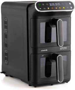 Verticale Dubbele Airfryer - Luchtfriteuse Torenmodel - Gelijk Koken - Ruimtebesparend Ontwerp - 11 Liter - Zwart — thumbnail 1