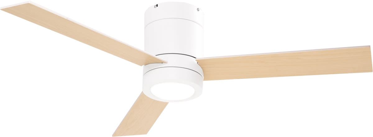 NordHaus Plafondventilator met Geïntegreerde LED-verlichting 112 cm – Afstandsbediening – 3 Snelheden – Timerfunctie – Wit/Natuurhout — afbeelding 1