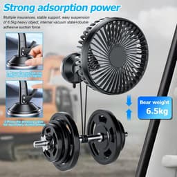 Autoventilator met 3 snelheidsstanden, 360° draaibare rotatie, stil en draagbaar, geschikt voor gebruik in auto's en SUV's in de zomer (met zuignap). — thumbnail 2