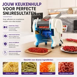 DPLUNIQ Snijmachine - Groentesnijder - Keukenmachine - Foodprocessor - Droge/Verse Ingrediënten - 550W - 38x33x37cm - Wit/Blauw — thumbnail 4