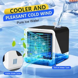 Draagbare airconditioning, 3-in-1, USB-waterkoeler, 500 ml, 3 snelheden, ledlicht, 7 kleuren, verdampingsairco, zonder buitenbuis, voor slaapkamer en kantoor — thumbnail 2