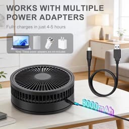 Inklapbare Ventilator Zwart - Telescopische Bureau en Vloerventilator - 8000mAh Oplaadbare Accu - Stille Ventilator met 4 Snelheden - Draagbare Fan voor Thuis Kantoor en Reizen — thumbnail 4