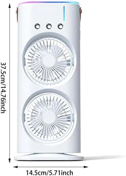 Mini USB-ventilator met mist - 3 in 1: personeel ventilator, verdampende luchtkoeler en kleine luchtbevochtiger, 3 regelbare snelheden — thumbnail 2