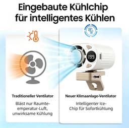 Autoventilator met clip, oplaadbaar via USB, miniventilator, 199 windsnelheden, stille draagbare autoventilator, 360° draaibaar — thumbnail 5