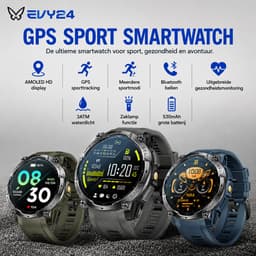 Evy24 GPS Smartwatch Amoled Pro - Sporthorloge Heren & Dames - Zelfstandige GPS/GNSS - Waterdicht - Belfunctie - Zaklamp - Kompas - Hoogtemeter - Barometer - 100+ Sportmodi - Outdoor - Groen — thumbnail 3
