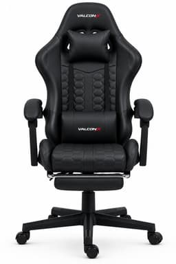 Valconx - Gamestoel Met Voetsteun- Gaming Stoel - Ergonomische Bureaustoel - Gamestoel - Verstelbaar - Gaming Chair - Zwart — thumbnail 1