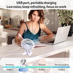 Draagbare mini-ventilator met 3 snelheden - Stille USB-ventilator voor bureau — thumbnail 1