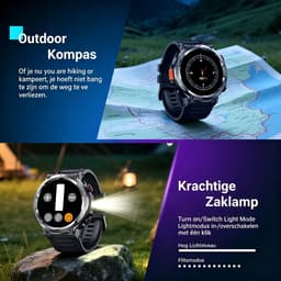 Blackview horloge heren - sporthorloge - smartwatches - outdoor smartwatch - horloge - polshorloges dames - W50Pro - Bluetooth -rugged army smartwatch- sport horloge - IP68 waterdicht- belfunctie - zaklamp - iOS & Android - zwart — thumbnail 4