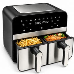 Comfy Nest Dubbele Airfryer XXL - CN-AFD45NS - 2400W - Duo Airfryer - 9L - Zwart/Zilver — thumbnail 1
