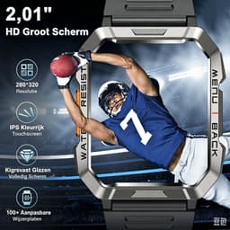 Blackview Outdoor Smartwatch - W60 Watch - Bluetooth Smartwatches - Rugged Sporthorloge - Vierkante Militair Smartwatch - Smart Watch Dames - Smartwatch Heren - Sport Horloge - IP68 Waterdicht - Belfunctie - Sporthorloge - iOS & Android - Zwart — thumbnail 4