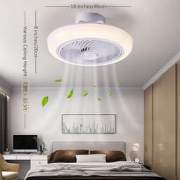 Smart Lamp Ventilator - Met Afstandsbediening en APP - Plafondventilator - 45 cm - Wit - Keuken Lamp - Woonkamerlamp - Moderne lamp — thumbnail 4