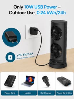 Tafelventilator 30 cm – 110° Oscillatie – 3 Modi – Timer 2/4/8 Uur – Draagbaar – Afstandsbediening – Zwart — thumbnail 3