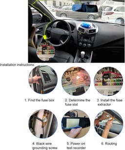 SnelShoppen - Hardwire Kit Dash Cam Mini USB Zekering voor Dashcam, 12V-28V naar 5V met Laagspanningsbeveiliging, 11Ft Oplader Netsnoer (TYPE C) — thumbnail 3