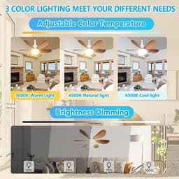 40W plafondventilator met verlichting - Miniventilator - Afneembare ventilatorbladen - E27 schroefdraadvoet - Meerdere modi - Voor slaapkamer, eetkamer, keuken, garage, woonkamer - Inclusief afstandsbediening (batterijen niet inbegrepen) — thumbnail 4