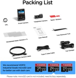 VIOFO A229 Pro Tele 2CH - Dashcam - 4K + 2K Telecamera - 4x Optische Zoom - Sony STARVIS 2 - HDR Nachtzicht - GPS - 5GHz WiFi - Parkeermodus — thumbnail 5