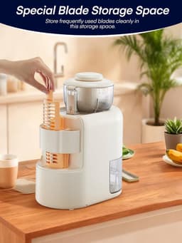 Elektrische Rasp - Keukenmachine Hakker - Maaltijden Bereiden - 6 Snelwissel Messen - 1.8L Container - Beige — thumbnail 2