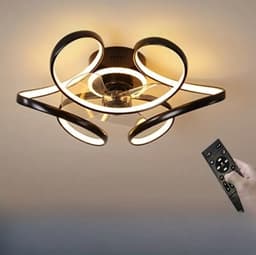 Plafondventilator - Plafondlampen - Plafond met ventilator - Armatuur - Verlichting - Diameter 50 cm - Zwart - Designstuk - Kleur traploop instelbaar -Met afstandsbediening - App - Woonkamer - Slaapkamer - Studeerkamer — thumbnail 1