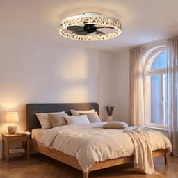 Kristallen Ventilator Lamp - Smart Lamp - 6 Standen Ventilator - Wit - Dimbaar met App - Plafondventilator — thumbnail 5
