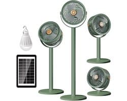 Sanorum-Intrekbare staande circulatieventilator op zonne-energie, USB voeding, krachtige luchtstroom, 3-in-1 multifunctioneel, voor thuisgebruik en buiten kamperen