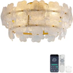 19-inch plafondventilator met glazen kristallen kap, ABS-bladen, energiezuinige en stille gelijkstroommotor (DC-motor), 6 snelheidsstanden, vooruit- en achteruitdraaifunctie en bediening via app en afstandsbediening. — thumbnail 2