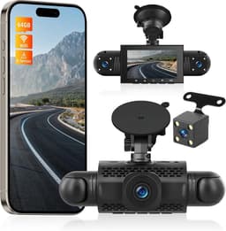 Dashcam voor auto - Zwart - 3 inch - 4 Camera's met 1080p en Nachtzicht - Met Wifi-app en 24-Uurs Parkeerbewaking — thumbnail 1