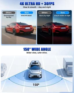 Dashcam voor auto - Zwart - 3,16 inch - Dual Camera met Wifi en Loop-opname - Voor BMW 5- en 7-Serie — thumbnail 4