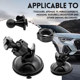 Dashcam voor auto - Zwart - Kunststof - Dashboard en Voorruit Zuignaphouder met 6 Scharnieren - Universeel — thumbnail 4