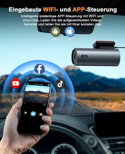 Dashcam voor auto - Zwart - 4K UHD - Met WiFi, Nachtzicht en G-sensor - Compacte Beveiliging voor Dagelijks Gebruik — thumbnail 4