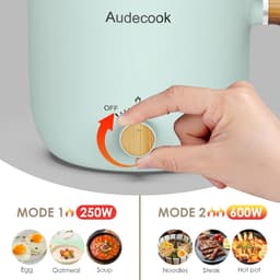 Multicooker - Groen - 1,5 Liter - Elektrische Mini Kookpot met Anti-aanbaklaag - Voor Reizen en Kleine Keukens — thumbnail 3