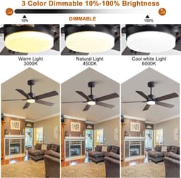 MIVRAY Plafondventilator Met Verlichting 42 Inch 6 Snelheden Omkeerbaar Met Afstandsbediening Metaal Hout Zwart Walnoot Woonkamer Slaapkamer — thumbnail 4