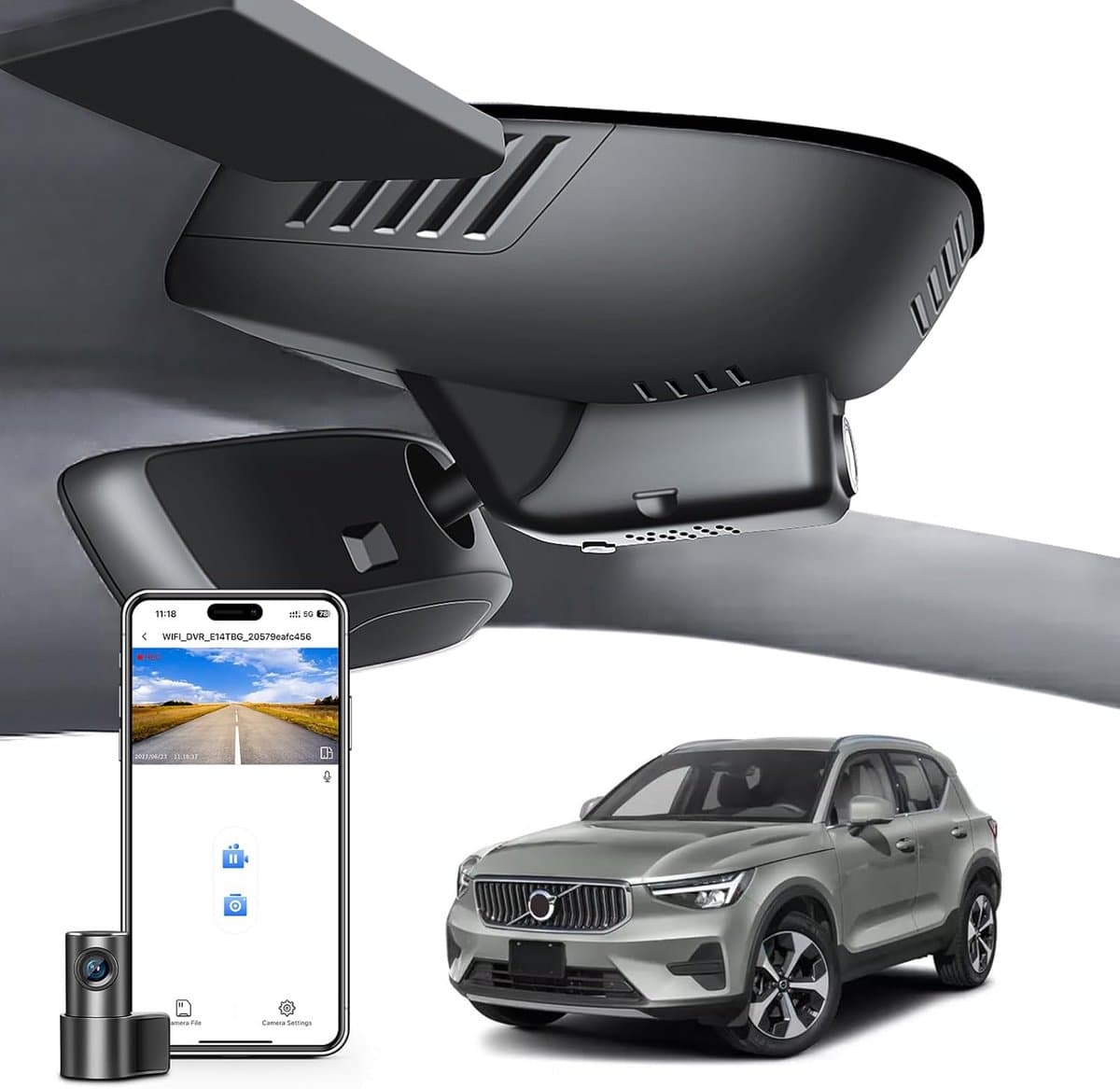 SnelShoppen - 4K+1080P Dashcam Auto Voorzijde en Achterzijde, OEM Uiterlijk, Speciaal Voor Volvo XC40 2023-2026 en XC40 Recharge 2021-2024, G-Sensor, — afbeelding 1