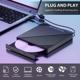 Externe CD/DVD-speler - Optische Drive Brander - Bestanden Overzetten - 7-in-1 Hub - USB 3.0 - Zwart — thumbnail 5