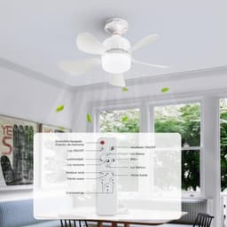 KZQ Plafondventilator - 2 Stuks - Wit - Incl 23W Lamp - Licht Apart Schakelbaar - Afstandsbediening - Dimbaar - Traploos Instelbare Lichtkleur - Nachtlampje - Geheugenfunctie - 3 Snelheden - Timer - Zomer En Wintermodus — thumbnail 2
