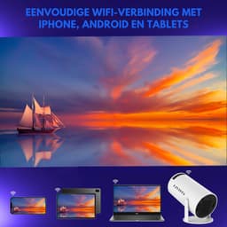 Livista Smart Mini Beamer – 4K Ondersteuning – Android 13 – WiFi 6 & Bluetooth 5.0 – Auto Keystone – Draagbare HD Projector – Voor Thuisbioscoop, Gaming & Presentaties – Geschikt voor IOS en Android – Wit — thumbnail 2