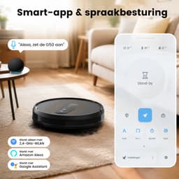 AIRROBO G50 – Robotstofzuiger – zuigkracht van 4000 Pa – ondersteuning voor app- en spraakbediening – ultradun ontwerp – bijzonder geschikt voor het verwijderen van dierenharen — thumbnail 5