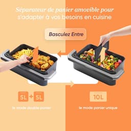 Heteluchtfriteuse Dubbel - Airfryer Manden - Maaltijden Bereiden - Dubbele Kamer Technologie - 10 Liter XXL - Donker Zwart — thumbnail 5