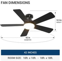 Plafondventilator 5 blad Ø105cm zwart - stille ventilator – top kwaliteit - energie zuinig – met remote - ventilator - 6 snelheden – beste alternatief voor airco - zomer en winter stand – zwarte ventilator — thumbnail 5